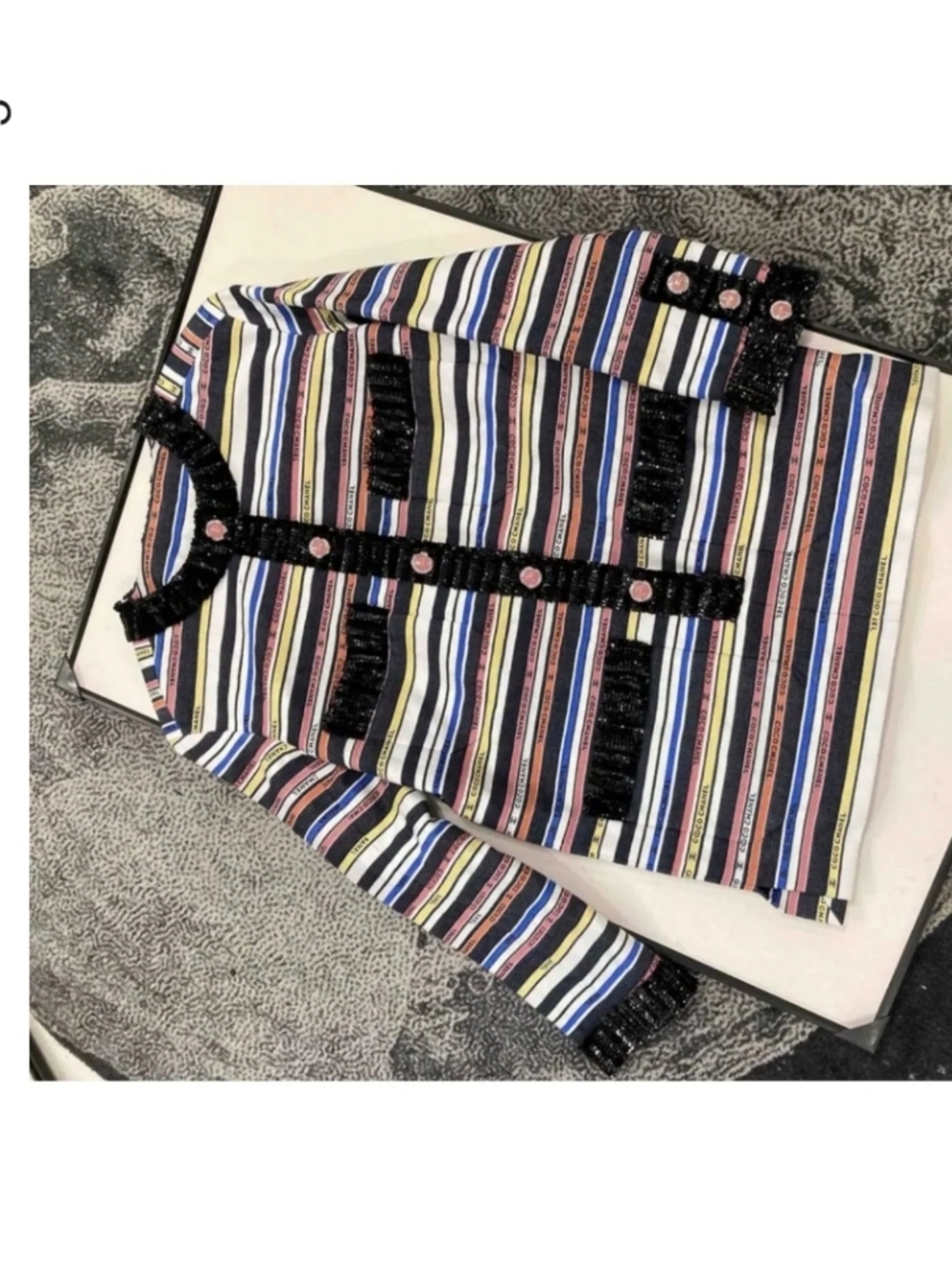 CHANEL Multicolor Striped  Midi Dress, Ribbon Collection